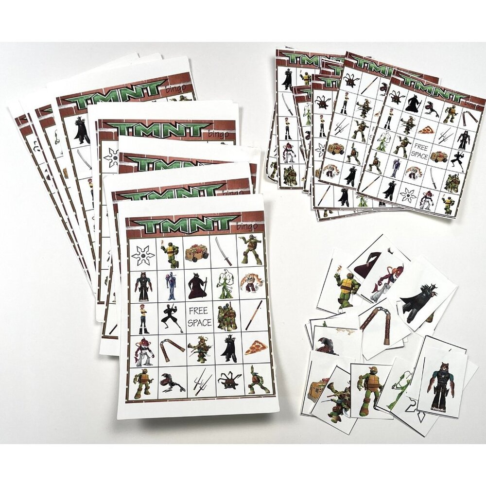 Homemade Teenage Mutant Ninja Turtle TMNT BINGO Game 19 Cards & Call Cards READ